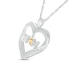 4.0mm Citrine and White Lab-Created Sapphire "MOM" Heart Pendant in Sterling Silver