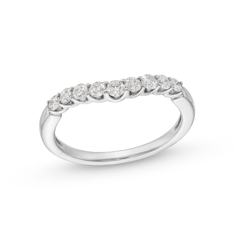 0.40 CT. T.W. Diamond Nine Stone Contour Anniversary Band in 14K White Gold|Peoples Jewellers
