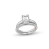 Thumbnail Image 0 of Perfect Fit 1.50 CT. T.W. Emerald-Cut Certified Lab-Created Diamond Vintage-Style Bridal Set in 14K White Gold (F/SI2)