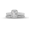 Thumbnail Image 3 of Perfect Fit 1.50 CT. T.W. Emerald-Cut Certified Lab-Created Diamond Vintage-Style Bridal Set in 14K White Gold (F/SI2)