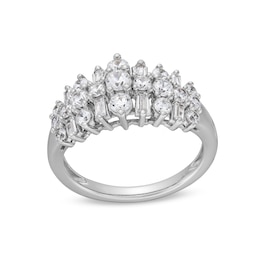 1.00 CT. T.W. Baguette and Round Diamond Alternating Trios Anniversary Band in 10K White Gold