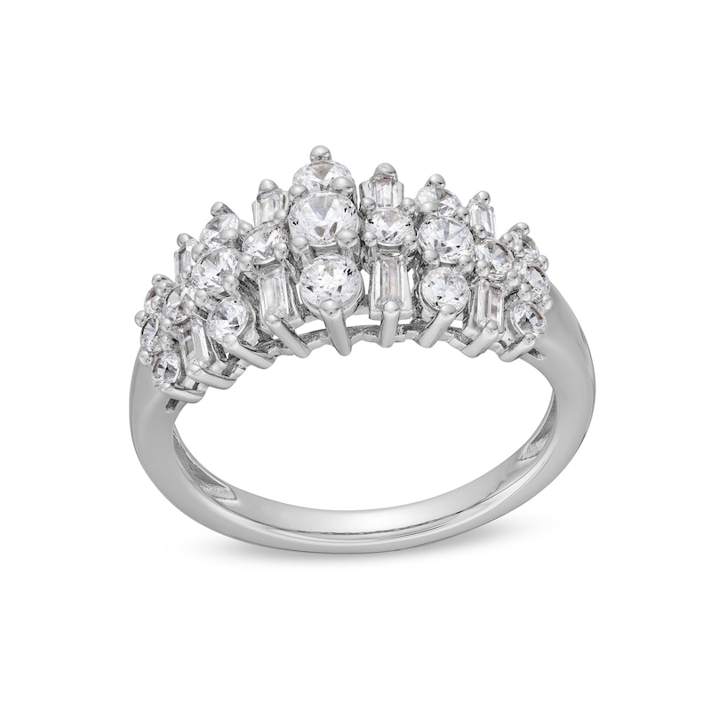 1.00 CT. T.W. Baguette and Round Diamond Alternating Trios Anniversary Band in 10K White Gold|Peoples Jewellers