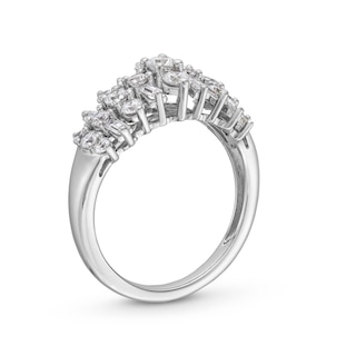 1.00 CT. T.W. Baguette and Round Diamond Alternating Trios Anniversary Band in 10K White Gold