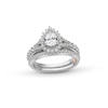 Thumbnail Image 0 of Perfect Fit 1.25 CT. T.W. Pear-Shaped Certified Lab-Created Diamond Sunburst Frame Bridal Set in 14K White Gold (F/SI2)