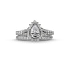 Thumbnail Image 3 of Perfect Fit 1.25 CT. T.W. Pear-Shaped Certified Lab-Created Diamond Sunburst Frame Bridal Set in 14K White Gold (F/SI2)