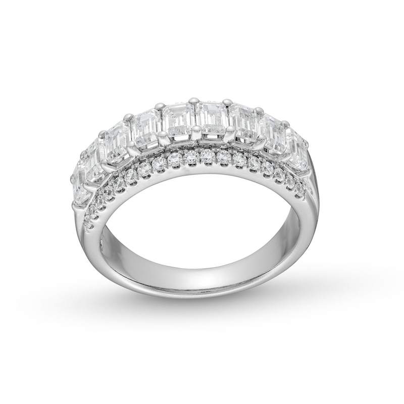 2.00 CT. T.W. Emerald-Cut and Round Certified Lab-Created Diamond Triple Row Anniversary Band in 14K White Gold (F/SI2)|Peoples Jewellers