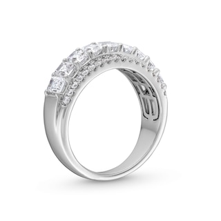 2.00 CT. T.W. Emerald-Cut and Round Certified Lab-Created Diamond Triple Row Anniversary Band in 14K White Gold (F/SI2)