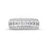 Thumbnail Image 3 of 2.00 CT. T.W. Emerald-Cut and Round Certified Lab-Created Diamond Triple Row Anniversary Band in 14K White Gold (F/SI2)