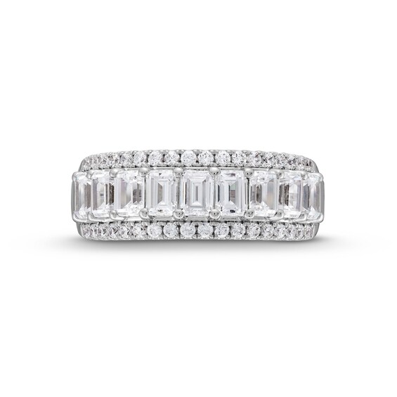 2.00 CT. T.W. Emerald-Cut and Round Certified Lab-Created Diamond Triple Row Anniversary Band in 14K White Gold (F/SI2)