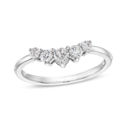 0.40 CT. T.W. Canadian Certified Diamond Graduated Five Stone Contour Anniversary Band in 14K White Gold (I/I2)