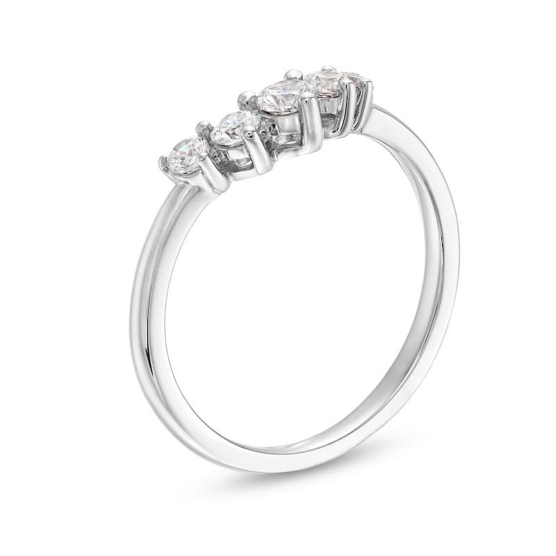 0.40 CT. T.W. Canadian Certified Diamond Graduated Five Stone Contour Anniversary Band in 14K White Gold (I/I2)|Peoples Jewellers