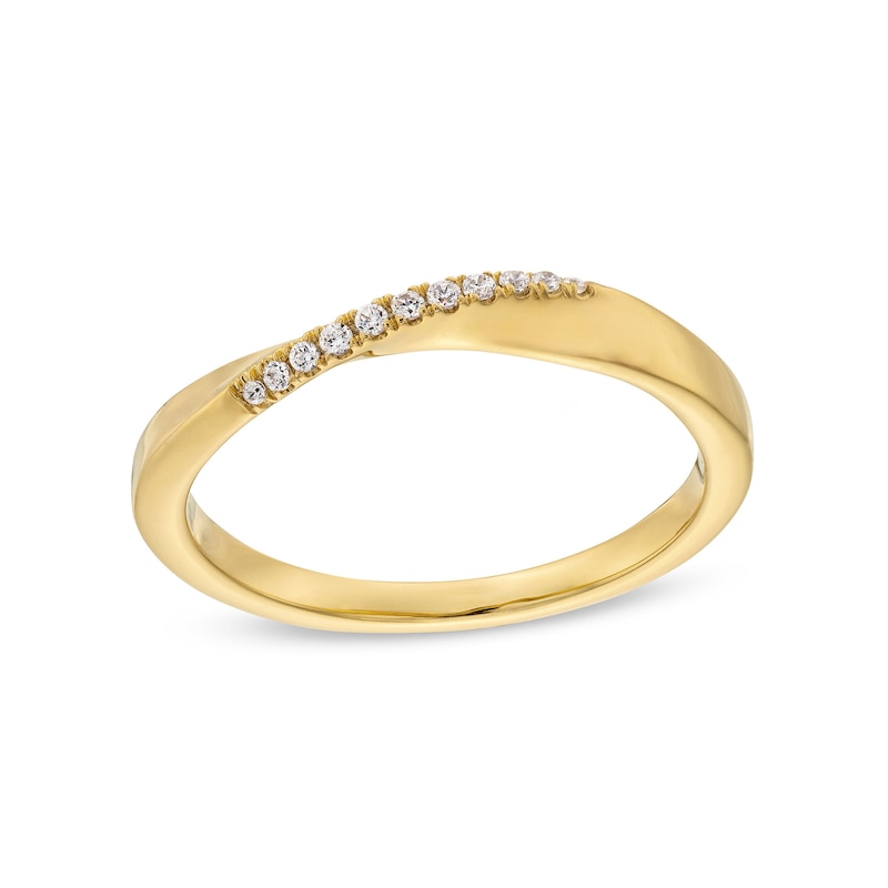 0.05 CT. T.W. Diamond Twist Contour Anniversary Band in 10K Gold|Peoples Jewellers