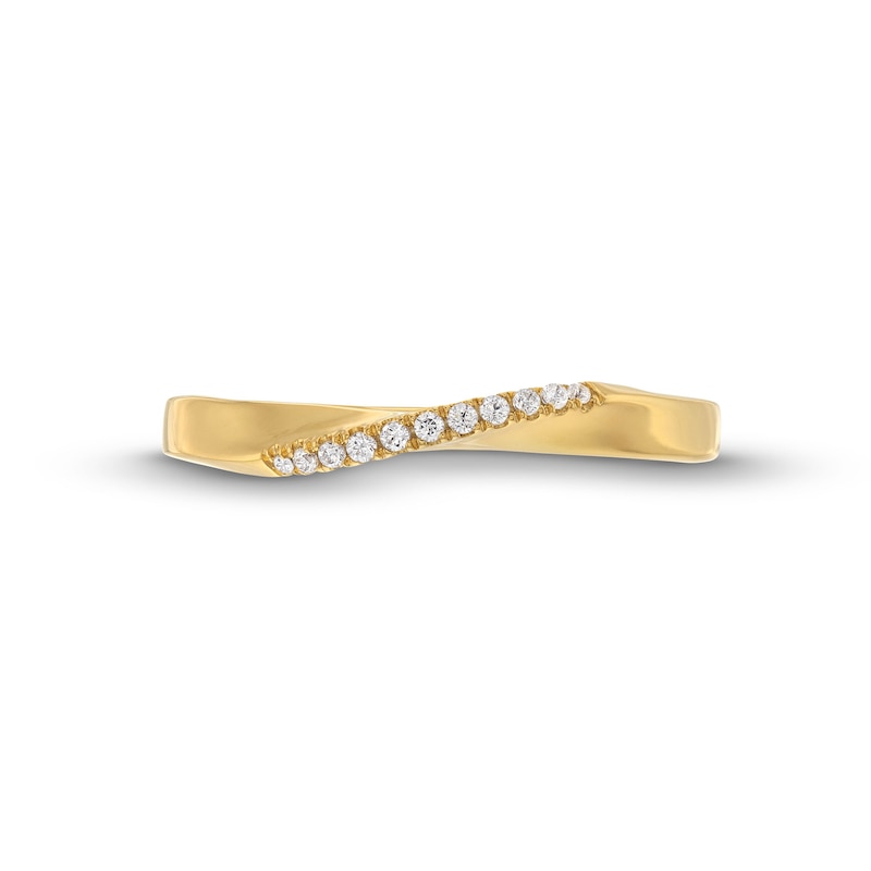 0.05 CT. T.W. Diamond Twist Contour Anniversary Band in 10K Gold|Peoples Jewellers
