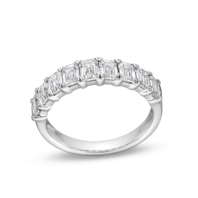 2.00 CT. T.W. Emerald-Cut Certified Lab-Created Diamond Nine Stone Anniversary Band in 14K White Gold (F/VS2)