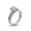 Thumbnail Image 2 of Perfect Fit 1.00 CT. T.W. Princess-Cut Certified Lab-Created Diamond Cushion Frame Bridal Set in 14K White Gold (F/SI2)