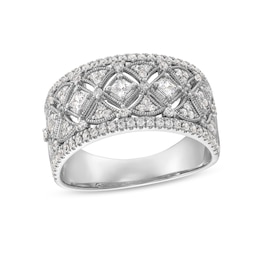 0.50 CT. T.W. Diamond Ornate Multi-Row Vintage-Style Anniversary Band in Sterling Silver