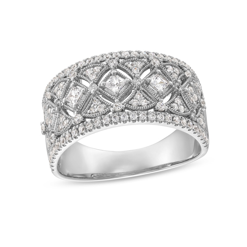 0.50 CT. T.W. Diamond Ornate Multi-Row Vintage-Style Anniversary Band in Sterling Silver|Peoples Jewellers