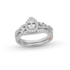 Thumbnail Image 0 of Perfect Fit 1.00 CT. T.W. Pear-Shaped Certified Lab-Created Diamond Twist Shank Bridal Set in 14K White Gold (F/SI2)