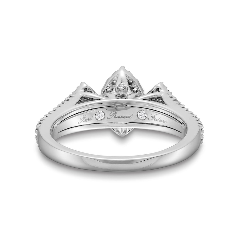 1.00 CT. T.W. Marquise and Princess-Cut Diamond Past Present Future® Frame Engagement Ring in 14K White Gold