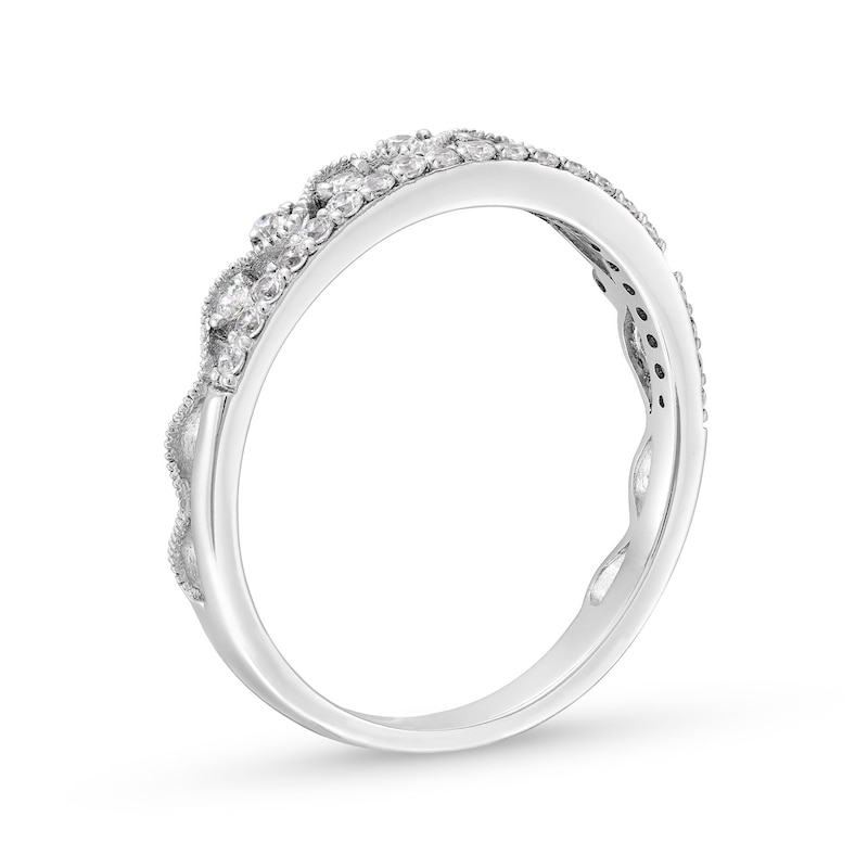 0.25 CT. T.W. Diamond Scallop Edge Double Row Vintage-Style Anniversary Band in 14K White Gold|Peoples Jewellers