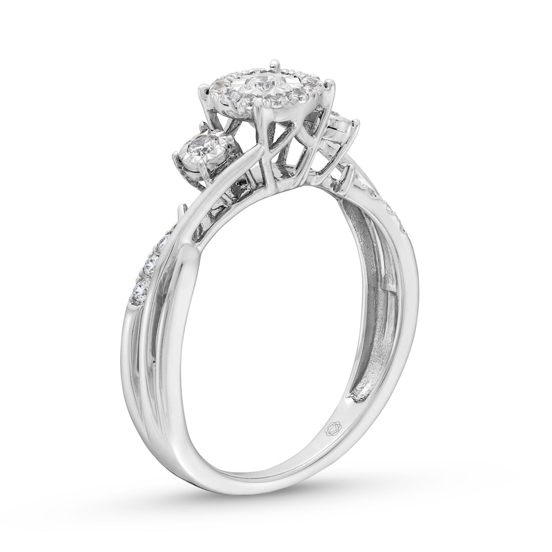0.25 CT. T.W. Diamond Past Present Future® Miracle Bypass Twist Shank Engagement Ring in 10K Gold|Peoples Jewellers