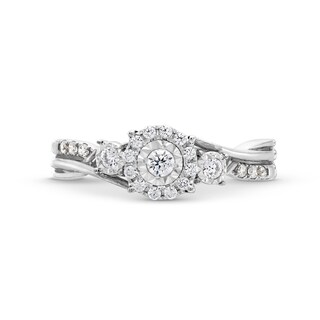 0.25 CT. T.W. Diamond Past Present Future® Miracle Bypass Twist Shank Engagement Ring in 10K Gold