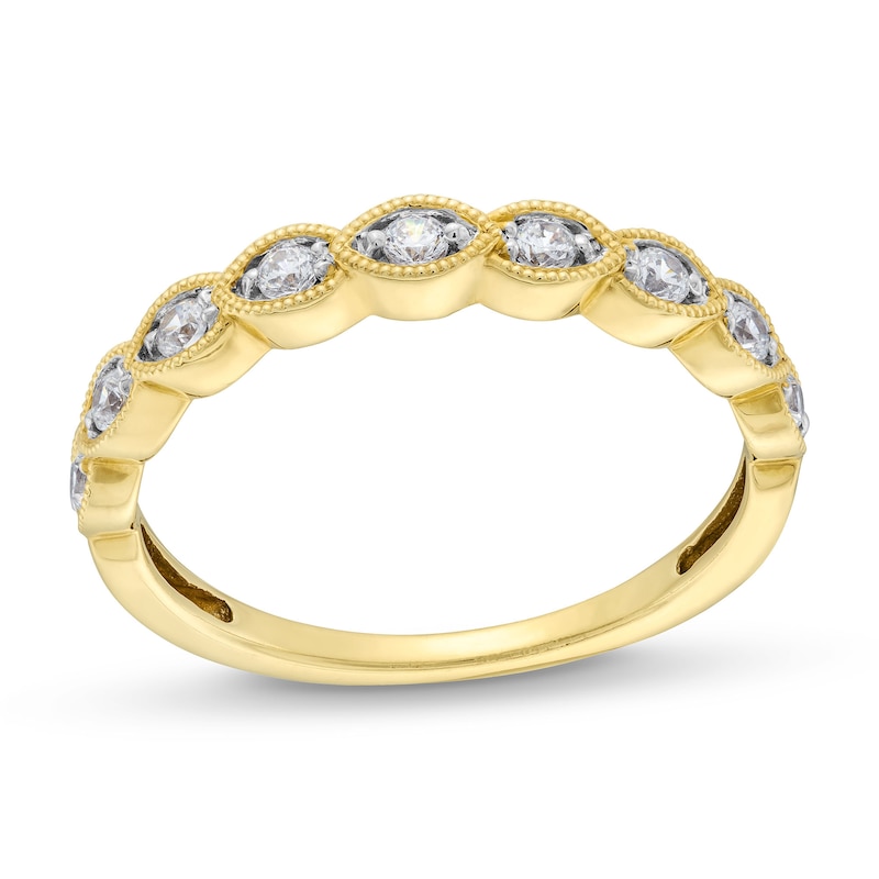 0.25 CT. T.W. Diamond Scallop Vintage-Style Stackable Anniversary Band in 10K Gold
