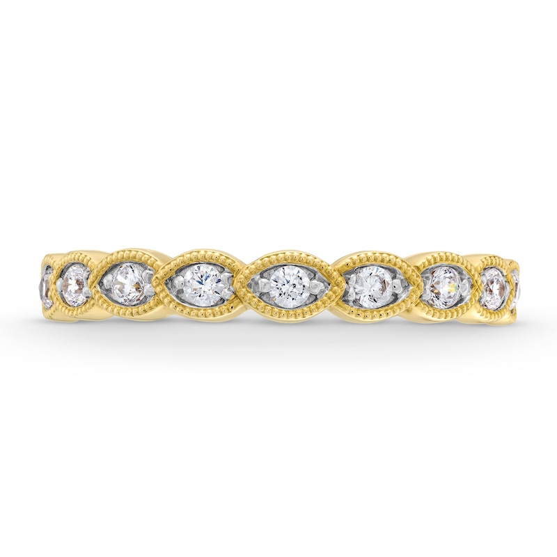 0.25 CT. T.W. Diamond Scallop Vintage-Style Stackable Anniversary Band in 10K Gold