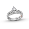 Thumbnail Image 0 of Perfect Fit 1.00 CT. T.W. Pear-Shaped Certified Lab-Created Diamond Frame Bridal Set in 14K White Gold (F/SI2)