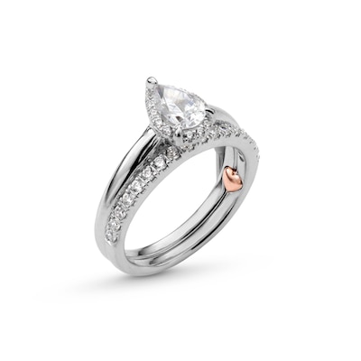 Perfect Fit 1.00 CT. T.W. Pear-Shaped Certified Lab-Created Diamond Frame Bridal Set in 14K White Gold (F/SI2)