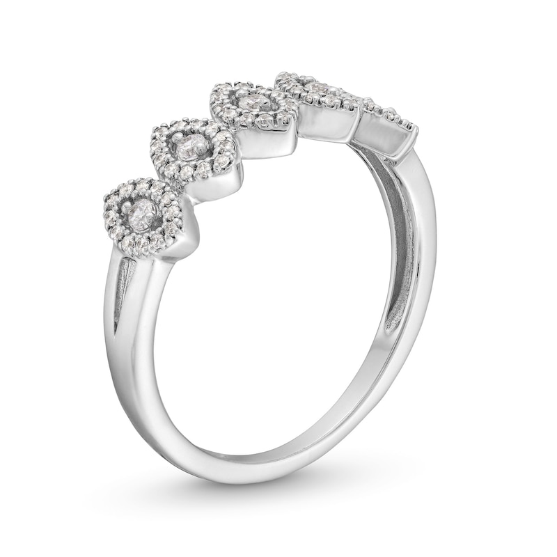 0.25 CT. T.W. Diamond Marquise Frame Five Stone Stackable Anniversary Band in 10K White Gold|Peoples Jewellers