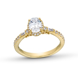 Oval Canadian Certified Centre Diamond 1.10 CT. T.W. Frame Engagement Ring in 18K Gold (I/SI2)