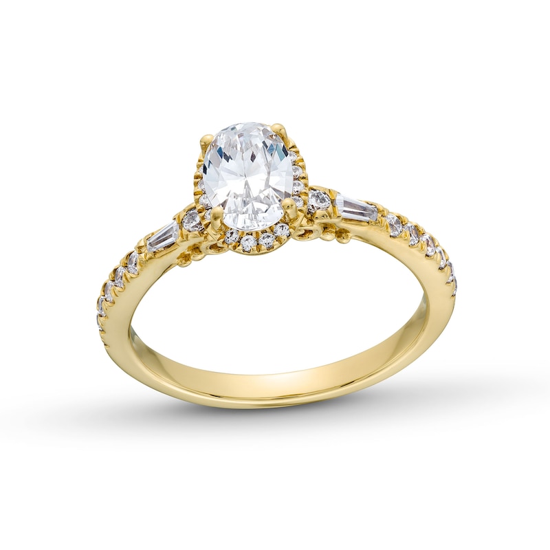 Oval Canadian Certified Centre Diamond 1.10 CT. T.W. Frame Engagement Ring in 18K Gold (I/SI2)|Peoples Jewellers