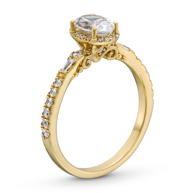 Oval Canadian Certified Centre Diamond 1.10 CT. T.W. Frame Engagement Ring in 18K Gold (I/SI2)|Peoples Jewellers