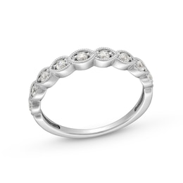 0.25 CT. T.W. Diamond Scallop Vintage-Style Stackable Anniversary Band in 10K White Gold