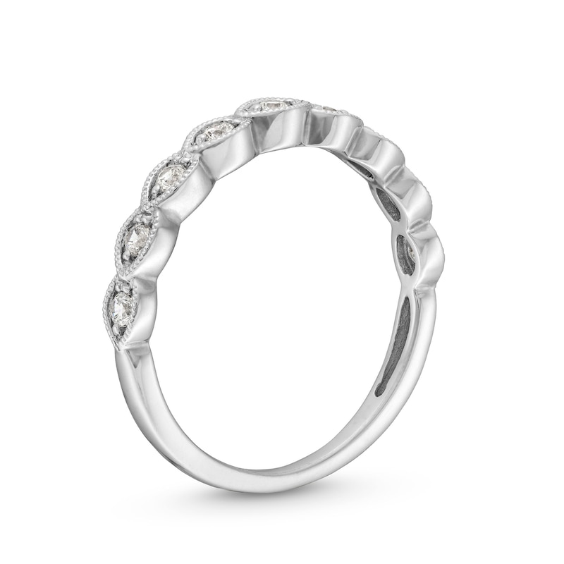 0.25 CT. T.W. Diamond Scallop Vintage-Style Stackable Anniversary Band in 10K White Gold