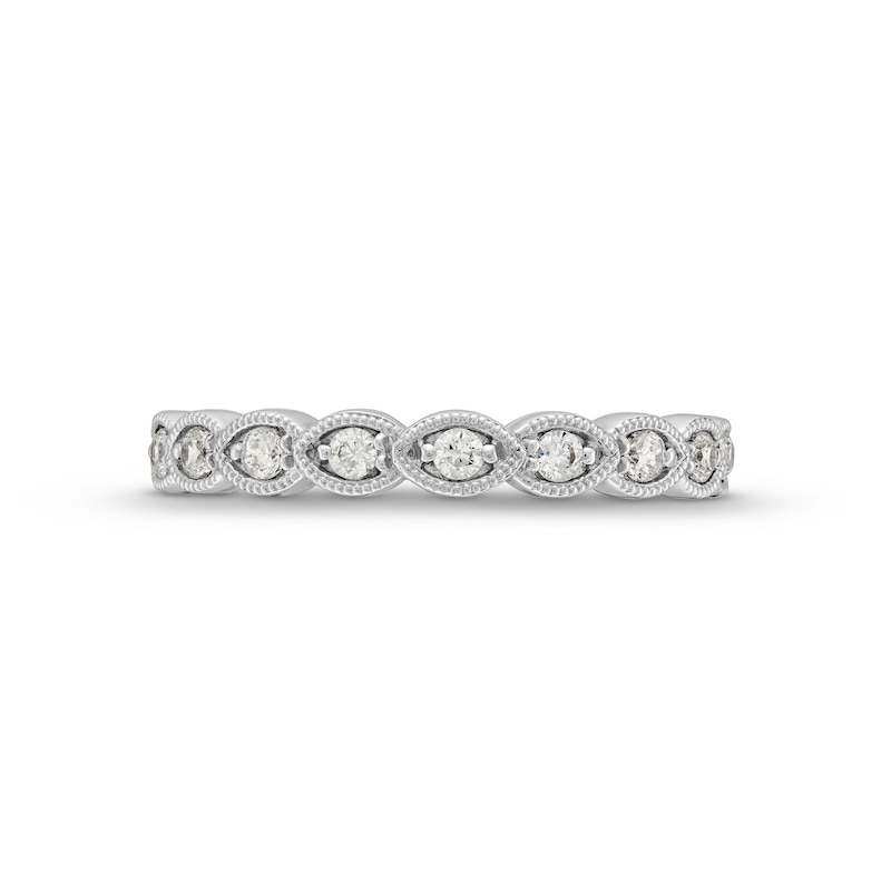 0.25 CT. T.W. Diamond Scallop Vintage-Style Stackable Anniversary Band in 10K White Gold