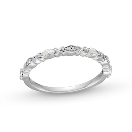 0.30 CT. T.W. Marquise and Round Diamond &quot;XO&quot; Stackable Anniversary Band in 10K White Gold