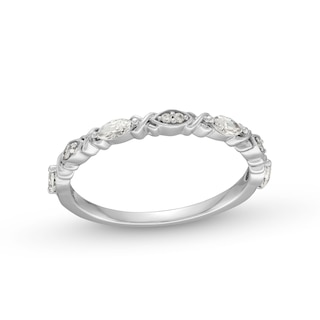 0.30 CT. T.W. Marquise and Round Diamond "XO" Stackable Anniversary Band in 10K White Gold