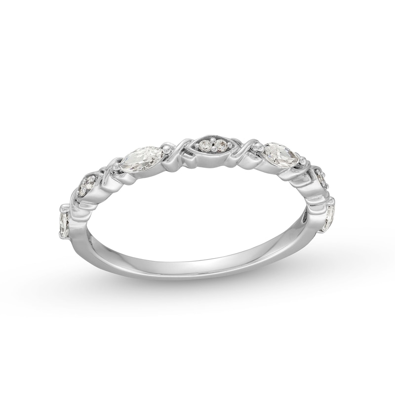 0.30 CT. T.W. Marquise and Round Diamond "XO" Stackable Anniversary Band in 10K White Gold|Peoples Jewellers
