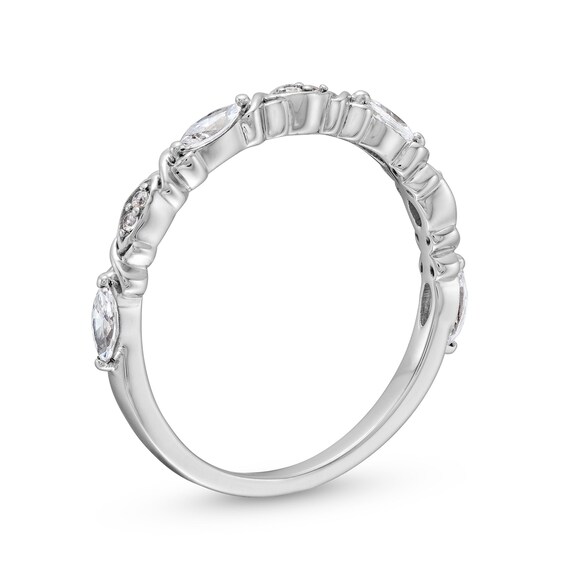 0.30 CT. T.W. Marquise and Round Diamond "XO" Stackable Anniversary Band in 10K White Gold