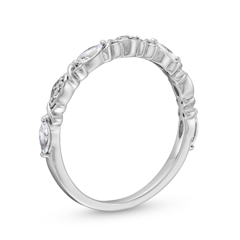 0.30 CT. T.W. Marquise and Round Diamond "XO" Stackable Anniversary Band in 10K White Gold|Peoples Jewellers