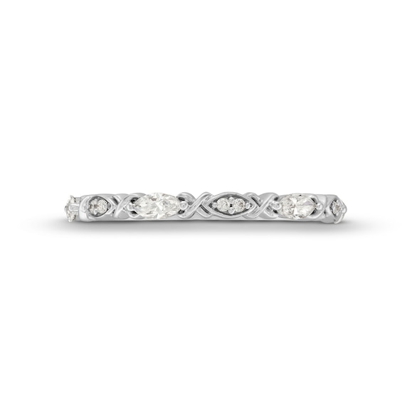 0.30 CT. T.W. Marquise and Round Diamond "XO" Stackable Anniversary Band in 10K White Gold