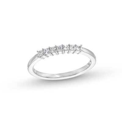 0.25 CT. T.W. Princess-Cut Canadian Certified Diamond Seven Stone Anniversary Band in 14K White Gold (I/I2)