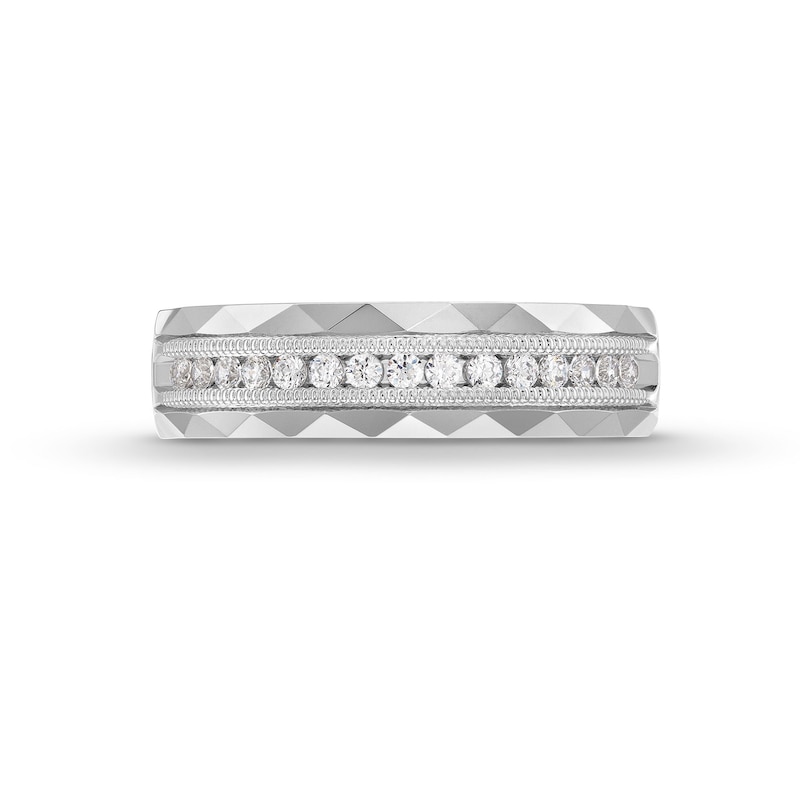 0.25 CT. T.W. Diamond Pattern Vintage-Style Anniversary Band in 10K White Gold