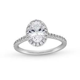 1.33 CT. T.W. Oval Certified Lab-Created Diamond Frame Engagement Ring in 14K White Gold (F/VS2)