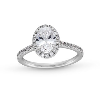 1.33 CT. T.W. Oval Certified Lab-Created Diamond Frame Engagement Ring in 14K White Gold (F/VS2)