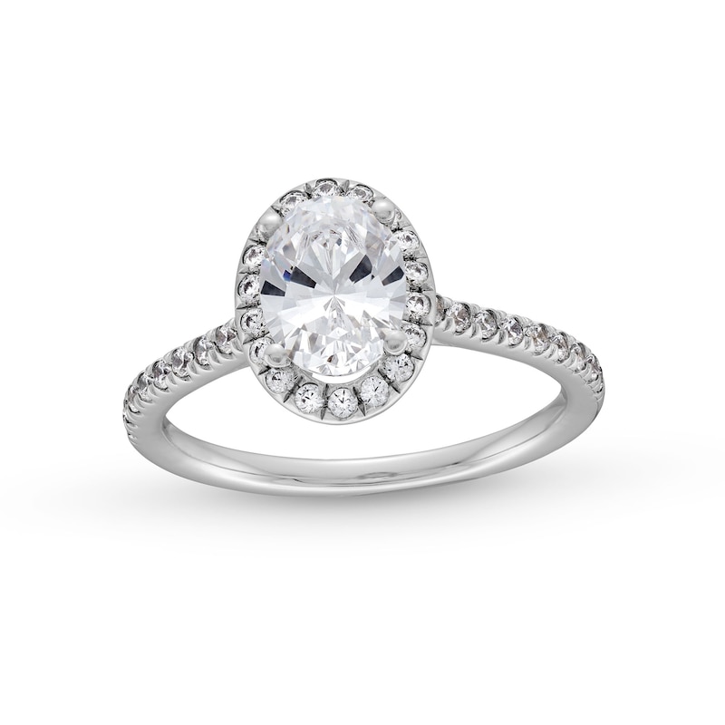 1.33 CT. T.W. Oval Certified Lab-Created Diamond Frame Engagement Ring in 14K White Gold (F/VS2)|Peoples Jewellers