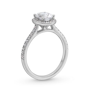 1.33 CT. T.W. Oval Certified Lab-Created Diamond Frame Engagement Ring in 14K White Gold (F/VS2)