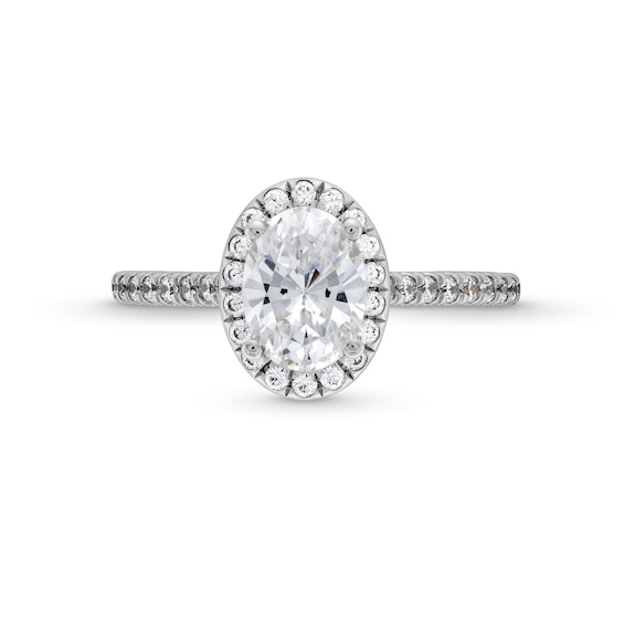 1.33 CT. T.W. Oval Certified Lab-Created Diamond Frame Engagement Ring in 14K White Gold (F/VS2)